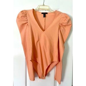 Pink/peach puff sleeve bodysuit
